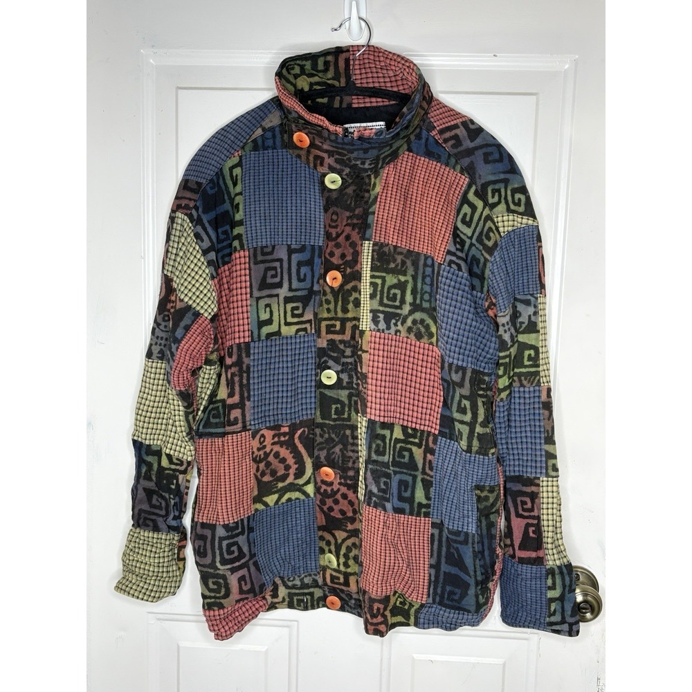 Winter Sun Art to Wear Patchwork Jacket Boho Artsy Lagenlook XL One Size Lined